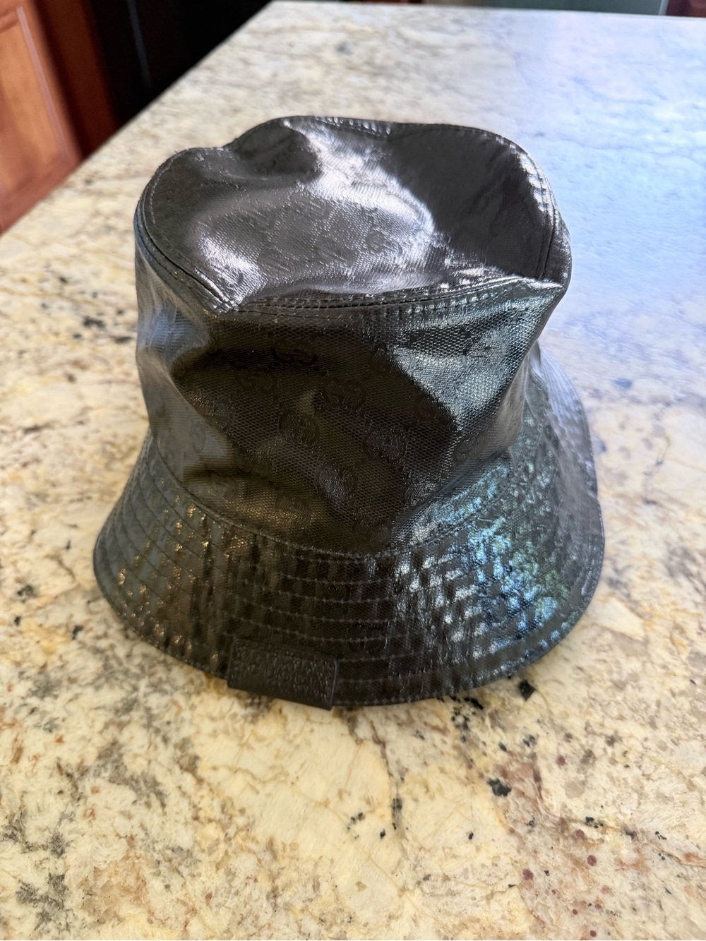 Gucci Black Shiny Monogram Bucket Hat